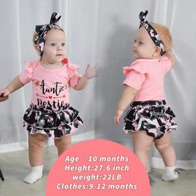 img 3 attached to Adorable Baby Girl Outfit: 'Auntie Is My Bestie' Romper, Shorts & Headband!