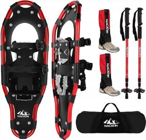 img 4 attached to Explore The Great Outdoors With NACATIN All Terrain Snowshoes With Heel Lift, Trekking Poles, Gaiters, And Carrying Bag