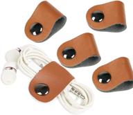 🔗 seabaras brown leather cord organizer set of 5 - genuine leather cord keeper, usb holder, cable management, cable straps, earbud case, headphone wrap, headset winder, phone earphone cable ties logo