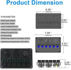 img 3 attached to ⛵️ Waterwich 6-Gang Marine Switch Panel with Waterproof Digital Voltmeter, Dual USB Charger, Cigarette Lighter Socket – RV Car Boat Truck Trailer Yacht (6-Gang Green)