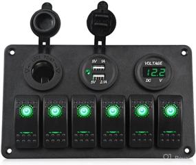 img 4 attached to ⛵️ Waterwich 6-Gang Marine Switch Panel with Waterproof Digital Voltmeter, Dual USB Charger, Cigarette Lighter Socket – RV Car Boat Truck Trailer Yacht (6-Gang Green)