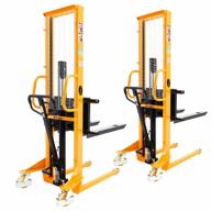 apollolift manual pump lift truck pallet stacker hand forklift 1100lbs capacity 63" lift height logo