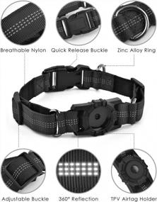 img 3 attached to Adjustable Reflective Dog Collar With Waterproof AirTag Holder By KATUMO - Breathable Nylon Collar For Small Dogs And Puppies, Black (Size S)