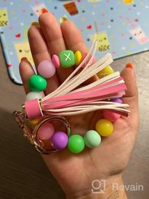 img 5 attached to Silicone Beaded Doormoon Keychain Bracelet Wristlet Key Ring With Patch For Phone, House And Car Keys