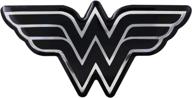 🦸 eye-catching fan emblems wonder woman domed chrome car decal - classic logo in black and chrome логотип