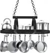 matte black oval pot and pan rack with 20 s hooks - 34-inch hanging pot rack for kitchen by kes, kur221s85-bk ceiling pot hanger logo