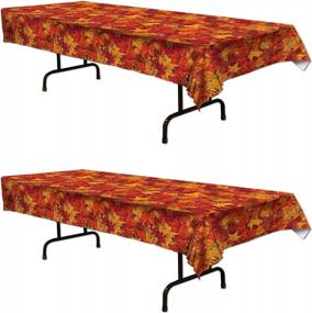 img 4 attached to 🍂 Beistle, 2-Pack Autumn Leaf Tablecovers, 54'' x 108''