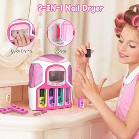 img 3 attached to Girls' Nail Art Kit With Dryer And Peelable Polishes - Includes Colorful Nail Paints, Fashion Stickers, And Manicure Studio - Perfect Christmas Gift For Girls Aged 7 To 12