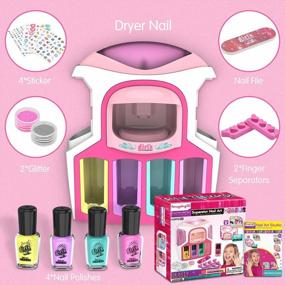img 2 attached to Girls' Nail Art Kit With Dryer And Peelable Polishes - Includes Colorful Nail Paints, Fashion Stickers, And Manicure Studio - Perfect Christmas Gift For Girls Aged 7 To 12