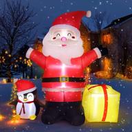 6 ft inflatable santa with led lights - perfect christmas decorations for outdoor yard, garden, patio & lawn party! логотип