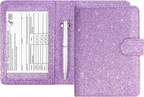 img 4 attached to Travel In Style With ACdream'S Glitter Purple Passport And Vaccine Card Holder Combo