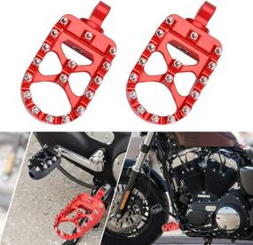 img 3 attached to Goldfire 1 Pair Black CNC Wide Foot Pegs 360° Roating MX Chopper Bobber Style Fits For HD Dyna Sportster Fatboy Iron 883 (Red)