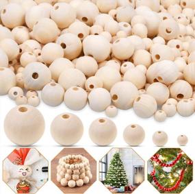 img 4 attached to 1100Pcs Wood Beads For Crafts, PAXCOO Wooden Beads Assorted Size Unfinished Natural Round Woode Beads For Craft Garland, 6 Sizes (20Mm, 16Mm, 12Mm, 10Mm, 8Mm, 6Mm)
