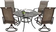 5-piece swivel rocker outdoor dining set with round metal table and all-weather frame in grey by patiofestival logo
