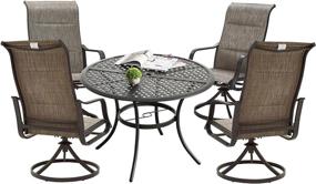 img 4 attached to 5-Piece Swivel Rocker Outdoor Dining Set With Round Metal Table And All-Weather Frame In Grey By PatioFestival