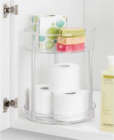 img 2 attached to 💄 mDesign Clear/Silver Spinning Makeup Organizer - 2-Level Lazy Susan Turntable Storage Bin for Bathroom Vanity Countertops and Cabinets