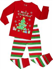 img 4 attached to Украсьте залы очаровательными рождественскими пижамами для девочек - идеальный подарочный набор для детской хлопковой одежды для сна
