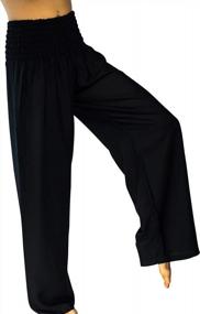 img 4 attached to Stay Comfortable And Chic With PIYOGA Palazzo Pants: Smocked High Waist, Loose Flare, And Convenient Pockets For Women