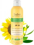 babo botanicals sheer zinc continuous spray sunscreen spf 30 with 100% mineral active non-nano water-resistant reef-friendly fragrance-free vegan for babies kids sensitive skin 6 oz logo
