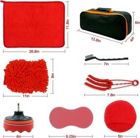 img 1 attached to 🚗 Zenply Car Cleaning Kit: 23-Piece Car Detailing Supply Set with Carry Bag and Driller Attachment – Red | Complete Automobile Detailing Brush Set Included