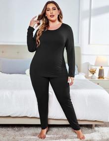 img 3 attached to Plus Size Long Johns Set For Women: 2-Piece Thermal Base Layer Pajamas (Sizes 16W-28W)