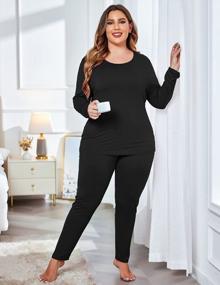 img 2 attached to Plus Size Long Johns Set For Women: 2-Piece Thermal Base Layer Pajamas (Sizes 16W-28W)