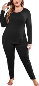img 4 attached to Plus Size Long Johns Set For Women: 2-Piece Thermal Base Layer Pajamas (Sizes 16W-28W)