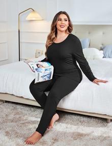img 1 attached to Plus Size Long Johns Set For Women: 2-Piece Thermal Base Layer Pajamas (Sizes 16W-28W)