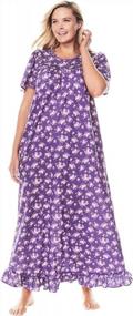 img 4 attached to Dreams & Co. Women'S Plus Size Long Floral Print Cotton Gown Pajamas