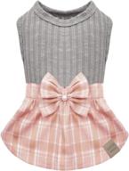 stylish kyeese plaid dog dress with bowtie: a charming sweater dress for small dogs in fall/winter логотип