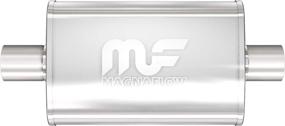 img 1 attached to 🚗 MagnaFlow 4x9 Oval Performance Muffler Exhaust - Polished Mirror Finish (Model 14316, Center/Center Configuration)