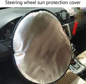 img 3 attached to 🔆 Stay Cool with Steering Wheel Sun Shade Cover: Heat-Blocking Aluminum Foil Steering Wheel Cover for SUV Truck Van