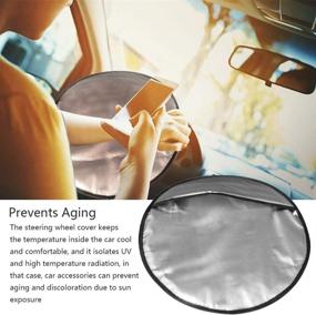 img 2 attached to 🔆 Stay Cool with Steering Wheel Sun Shade Cover: Heat-Blocking Aluminum Foil Steering Wheel Cover for SUV Truck Van