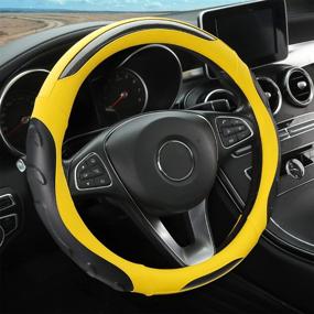 img 4 attached to Leather Steering Wheel Cover Interior Accessories and Steering Wheels & Accessories