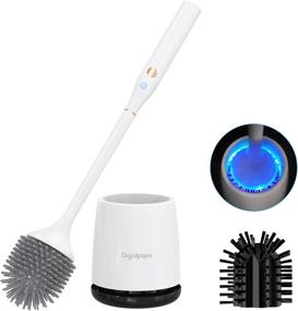 img 4 attached to 🚽 Toilet Scrubber Set with Silicone Brush Heads and Holder - Good Papa Electric Toilet Brush, Floor Standing or Wall Mounted without Drilling