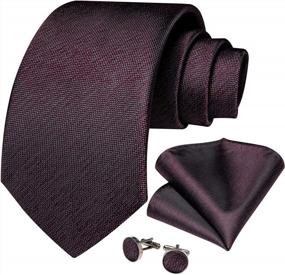 img 4 attached to DiBanGu Men'S Woven Silk Tie And Pocket Square Set For Formal Occasions With Matching Cufflinks - Solid Color Neckties For Elevating Your Style