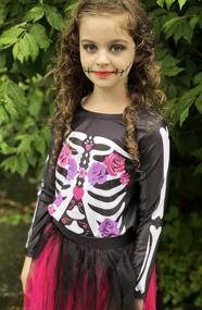img 3 attached to Lovekider Girls 3D Skeleton Cosplay Jumpsuit Bodysuit Halloween Costume (Size 7-14)