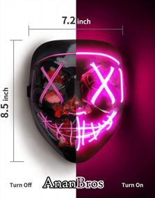 img 3 attached to AnanBros LED Halloween Mask - Scary Masquerade Cosplay Face Mask for Men, Women, and Kids with Light Up Feature
