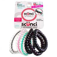 💁 scunci spiral ponytailers with ns inner core, 6ct (pack of 2): stylish and secure hair accessory logo