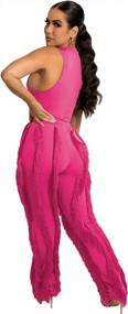 img 3 attached to Women'S Casual Solid Two-Piece Jumpsuit Set With Fringe Tassel Drawstring Long Pants