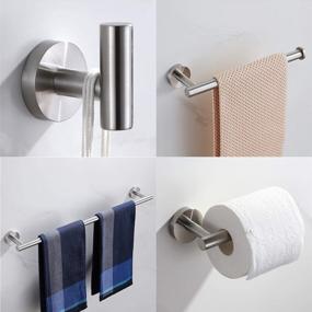 img 4 attached to VELIMAX SUS304 Stainless Steel 4-Piece Bathroom Hardware Accessories Set Wall Mounted Towel Bar Brushed Nickel Towel Rack Set - Robe Hook, Toilet Paper Holder, Towel Ring, 23" Towel Bar