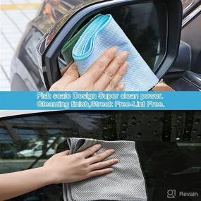 img 1 attached to 🧼 20 Pack Microfiber Cleaning Cloth, Nanoscale Fish Scale Design, Reusable Easy Clean Towels, Highly Absorbent Cloth for Windows, Glass, Home, Kitchen and Car, 11.5×15.4 in