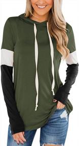 img 4 attached to Stay Fashionable And Comfy: Minclouse Women'S Color Block Hoodie With Drawstring And Long Sleeves