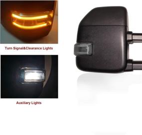 img 1 attached to 🚘 Black Housing Towing Mirror with Temperature Sensor for Ford Super Duty F-250 F-350 F-450 F-550 2017-2019, Includes Blind Spot, Turn Signal, Clearance, and Auxiliary Lamp