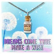 magical pixie dust necklace glow in the dark aqua pendant for kawaii, sweet or gothic lolita style, harajuku fashion, and dreams come true: make a wish - from umbrellalaboratory logo