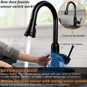 img 2 attached to Upgrade Your Kitchen With Soosi'S Touchless Motion Sensor Faucet: Matte Black One/3 Hole Sink Faucet With Pull Down Sprayer And 3-Function Solid Brass Construction - 5 Year Limited Warranty Included