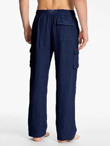 img 3 attached to Stay Stylish And Comfy This Summer With PASLTER Men'S Loose Fit Linen Cargo Pants With Pockets