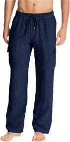 img 4 attached to Stay Stylish And Comfy This Summer With PASLTER Men'S Loose Fit Linen Cargo Pants With Pockets
