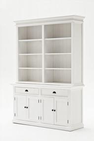 img 3 attached to Stylishly Organize Your Space With NovaSolo Halifax Pure White Mahogany Wood Hutch Bookcase