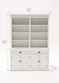 img 1 attached to Stylishly Organize Your Space With NovaSolo Halifax Pure White Mahogany Wood Hutch Bookcase